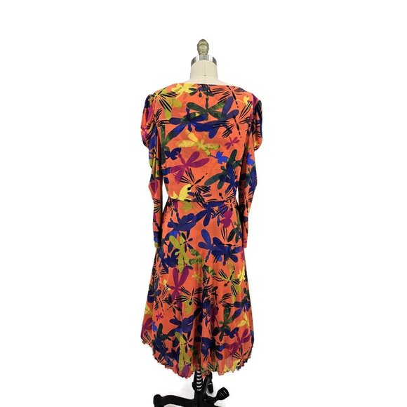 Diane Von Furstenberg Libellule Merlot Mesh Dress Womens XL Dragonfly Print - Picture 3 of 11